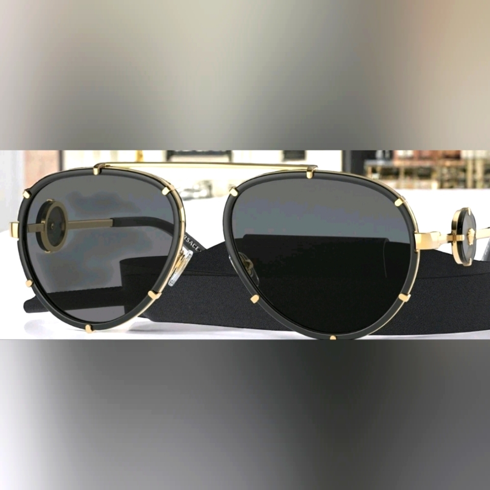 VERSACE VE2232 143887 Black Dark Grey 61 mm Women's Sunglasses - Picture 4 of 6